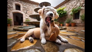 cachorros jugando en el jardín