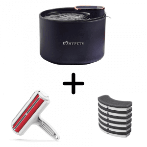PACK Fuente para gatos Komypets + 6 filtros de repuesto + quita-pelos