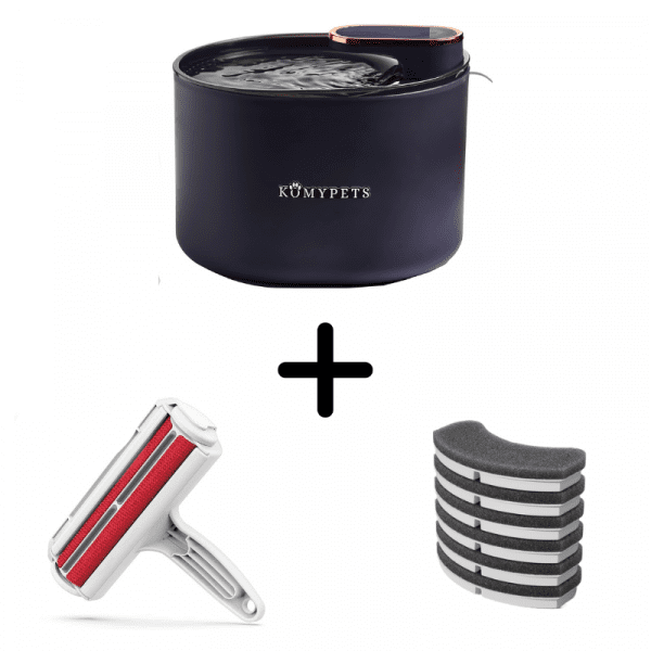 PACK Fuente para gatos Komypets + 6 filtros de repuesto + quita-pelos