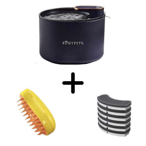 PACK Fuente para gatos Komypets + 6 filtros de repuesto + cepillo de vapor