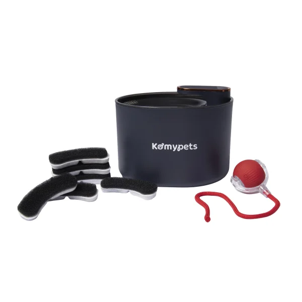 PACK Fuente para gatos Komypets + 6 filtros de repuesto + pelota interactiva para mascotas