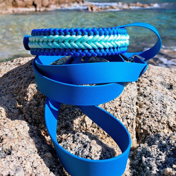 Duo paseo collar + correa azul