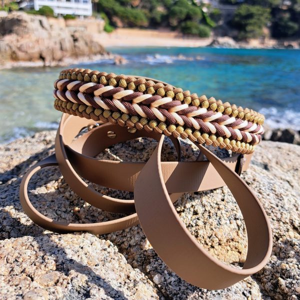 Duo paseo collar + correa marrón