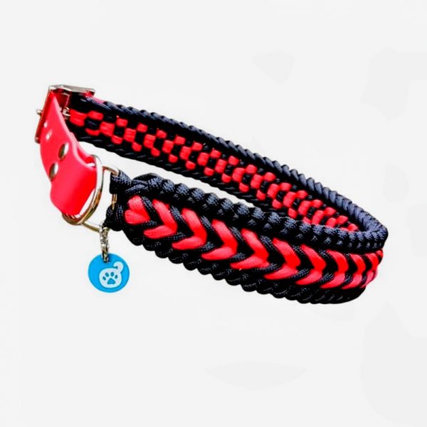 Collar paracord rojo y negro